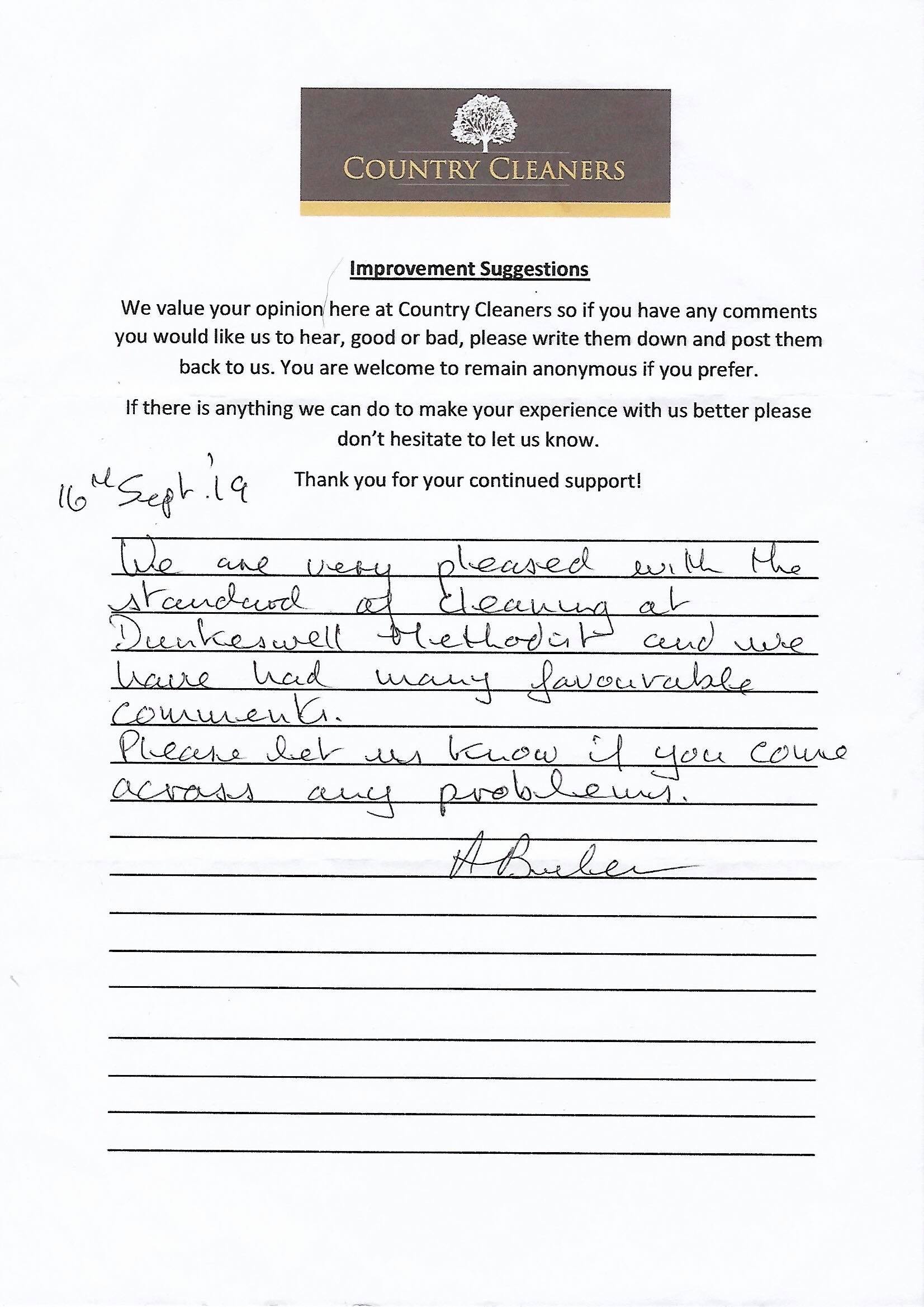 Recommendation for Country Cleaners